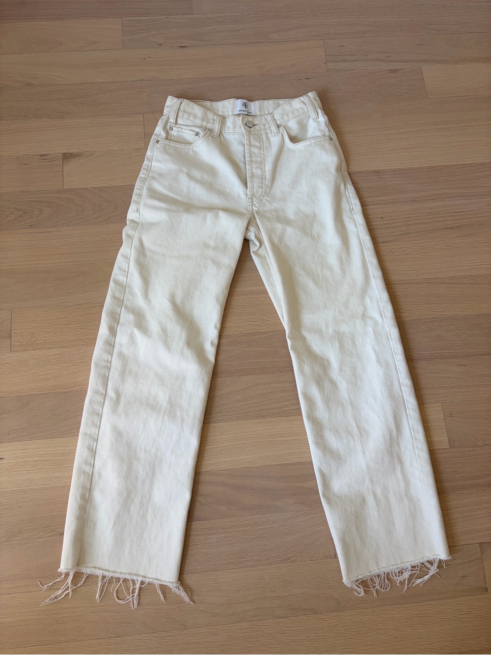Anine Bing Gavin Relaxed Straight Jean in Ecru size 24